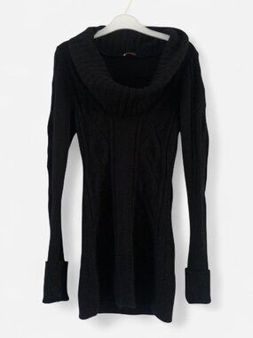 Black knit off the shoulder sweater top dress